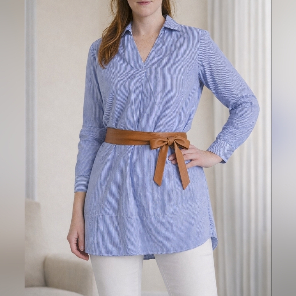 Jolcy Gal Blue White Striped Tunic